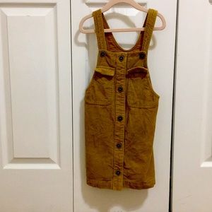 Girls corduroy pinafore, mid-camel, gently loved in excellent condition